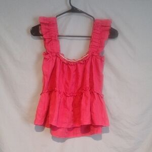 SHEIN Women's Vibrant Pink Ruffled Crop Top Size Medium